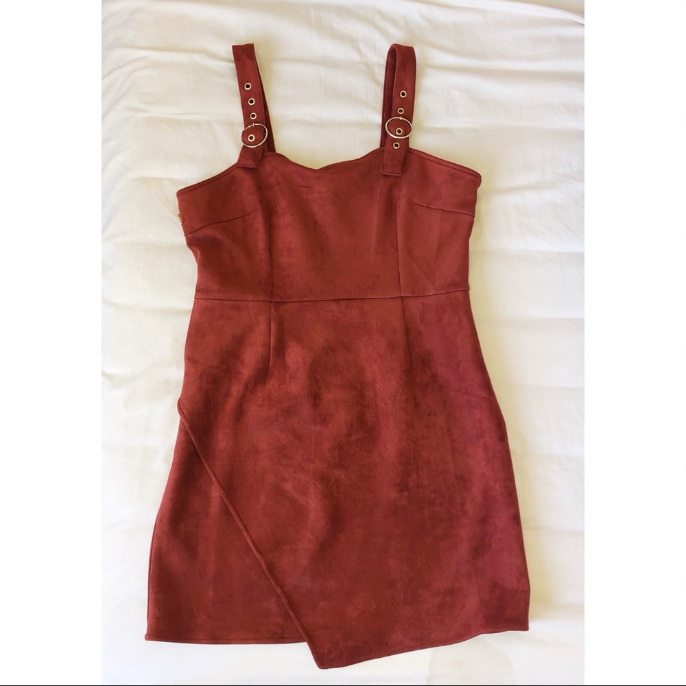 Red/Brown suede dress